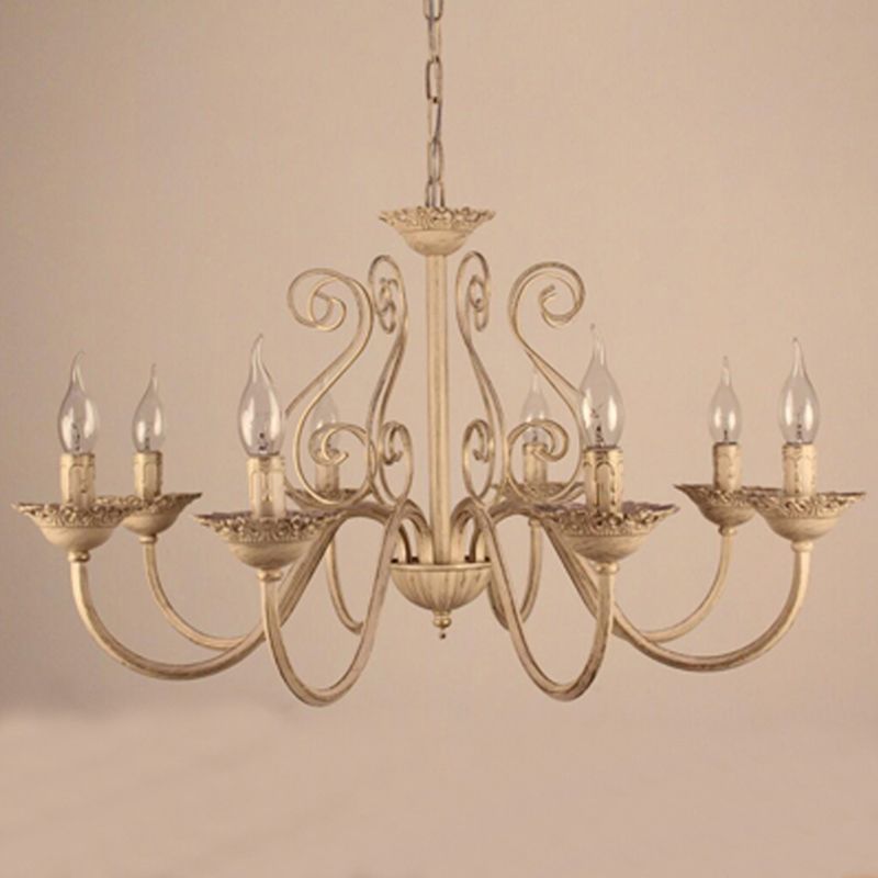 8-Lights Metal Hanging Ceiling Light Modern Style Curved Arms Suspension Pendant Light