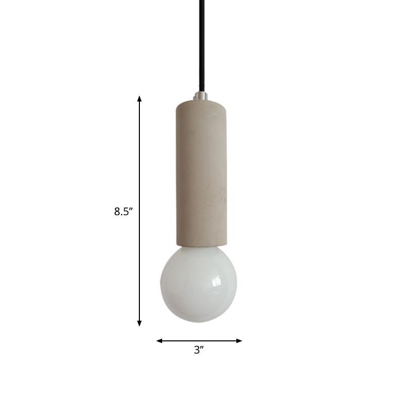 Grey Tubular Pendulum Light Simplicity 1-Light Bedside Down Lighting Pendant in Grey with Open Bulb Design