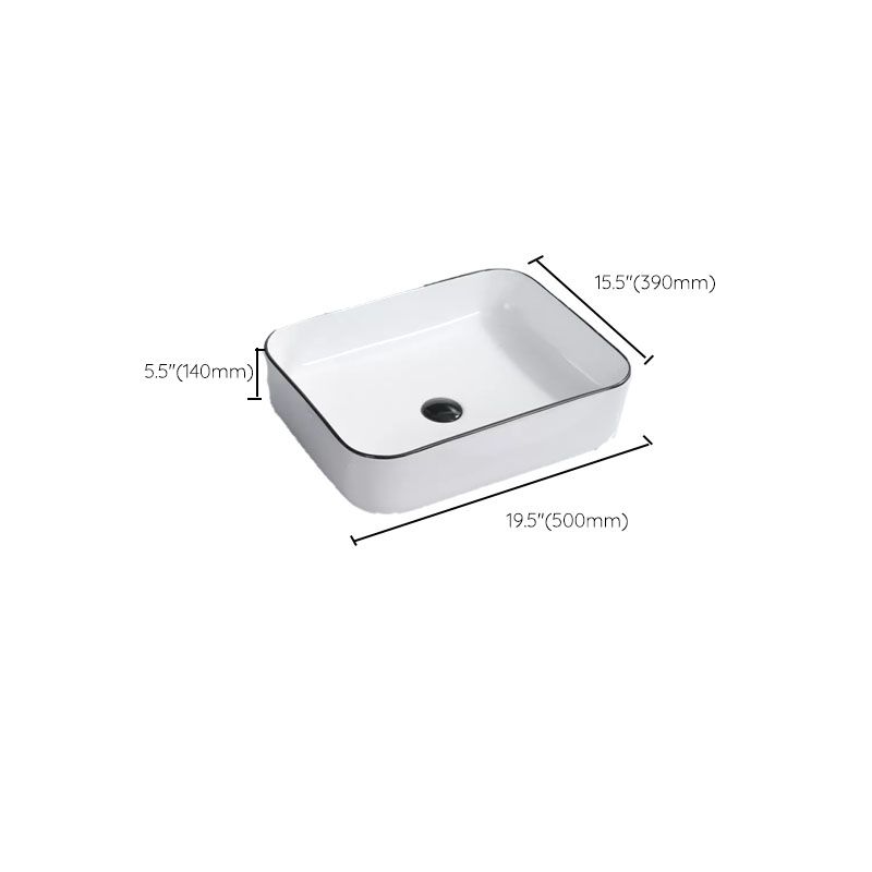 Bathroom Sink Ceramic Black Edging Anti-spill Rectangular Rod Single Handle Faucet Sink