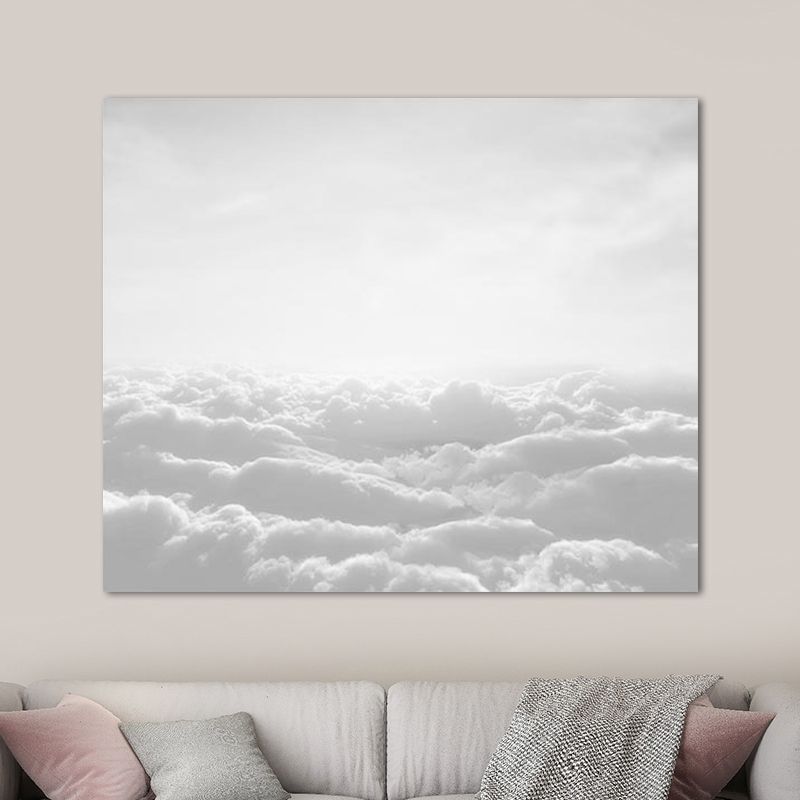 Grey Cloud Sea Canvas Wall Art Nature Scenery Modern Textured Wall Decor for Home