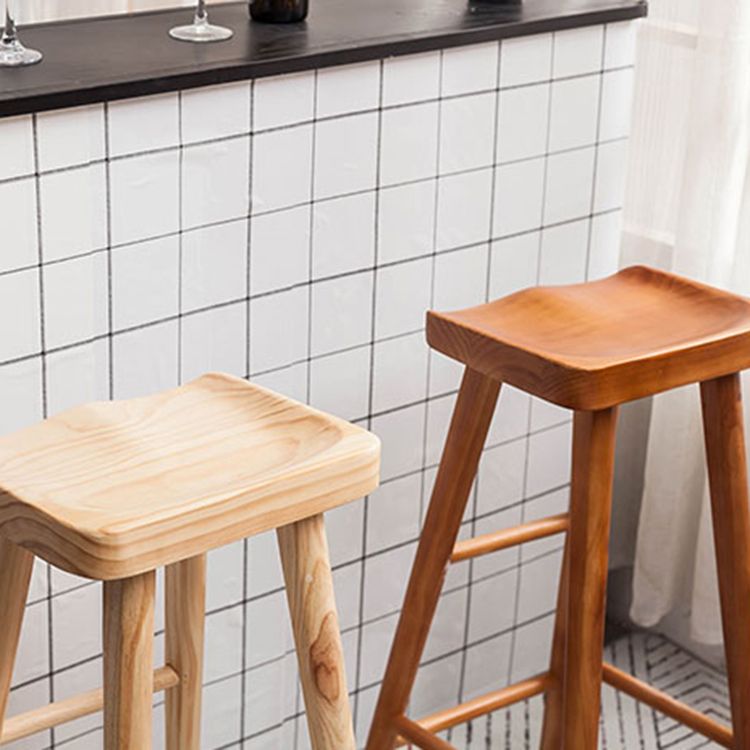 Modern Saddle Seat Counter Bar Stool Solid Wood Footrest Counter Stool