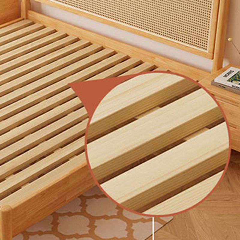 Solid Color Rattan Standard Bed Tropical Panel Bed with Headboard