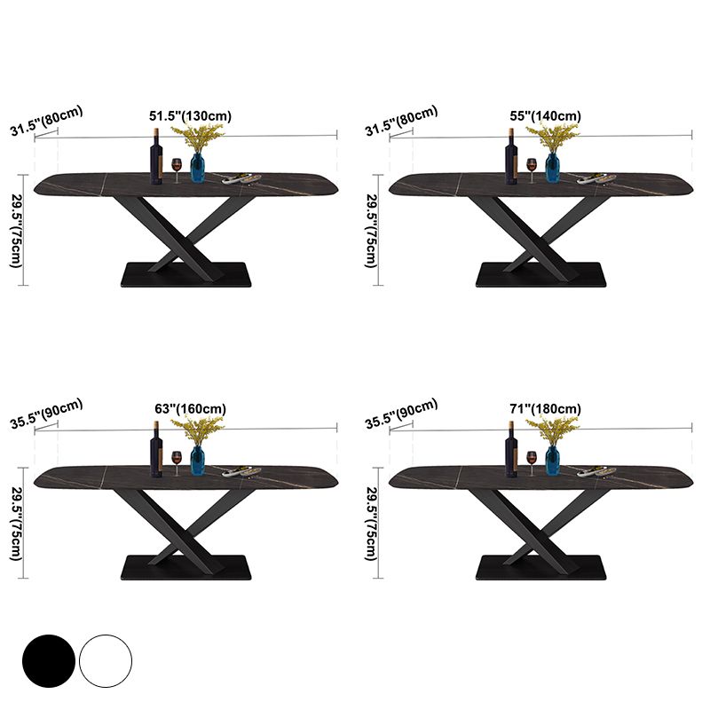 Metal Modern Rectangular Dining Table Sintered Stone Table for Dining Room