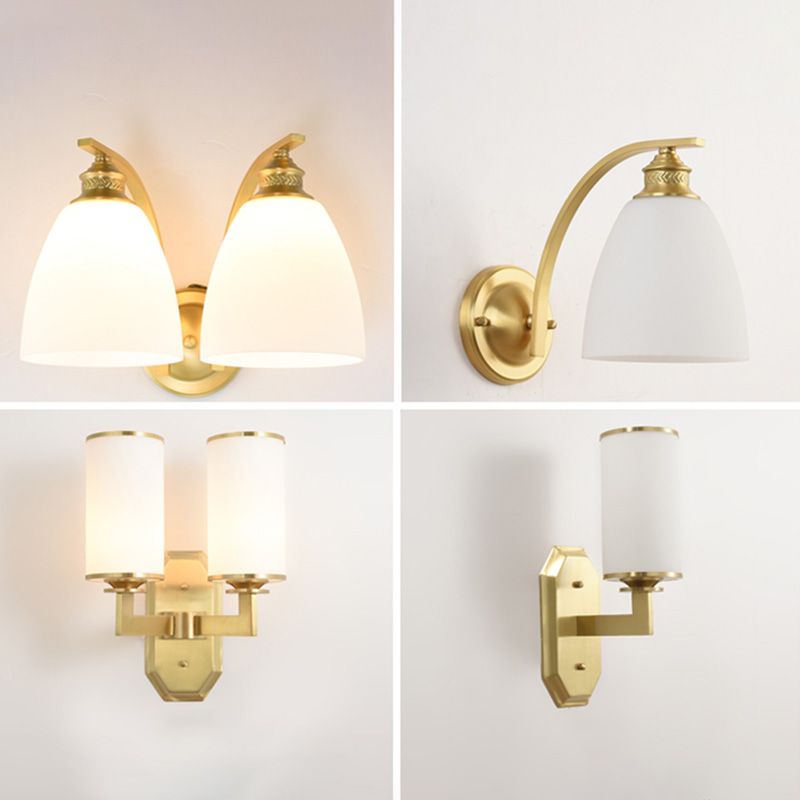 Illuminazione a parete interno Apparecchio di lampada a parete minimalista con tonalità di vetro latte