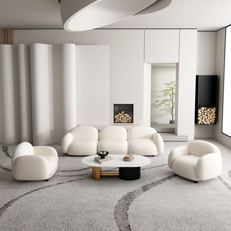 Contemporary Fabric Standard Settee Tight Back Rolled Arm Sofa