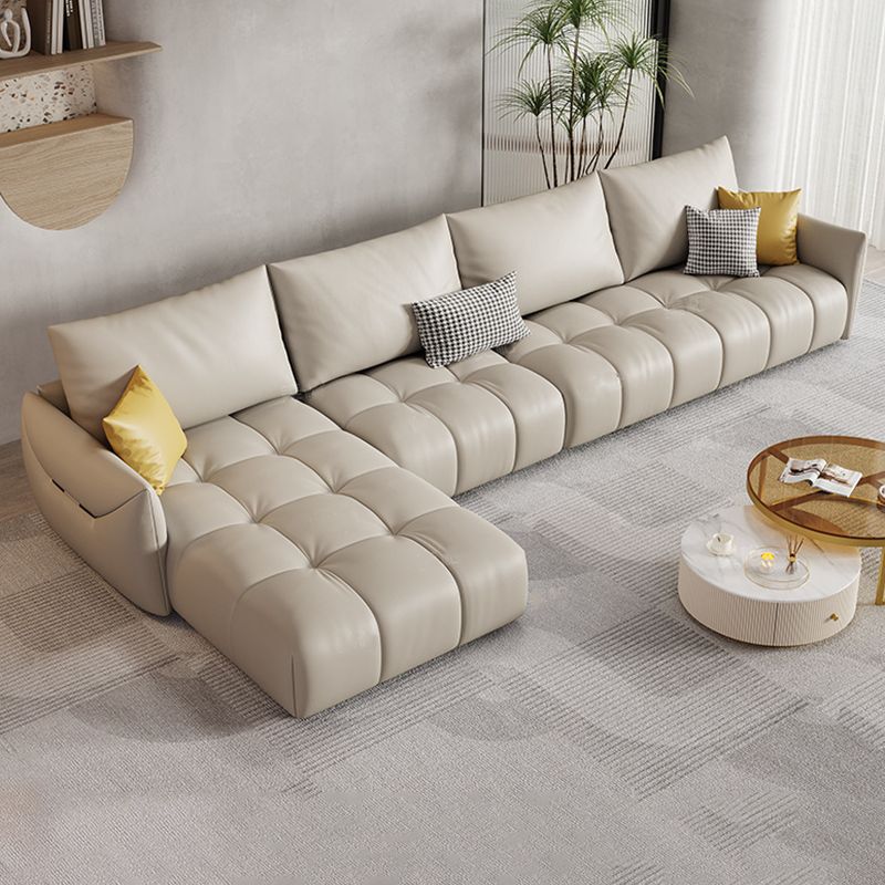 Nordic Pillows Square Arm Living Room Faux Leather Stationary Seating