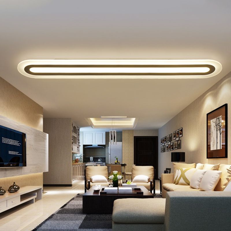 Minimalism Acrylic LED Flush Ceiling Light with White Lighting Linear Flushmount Lighting