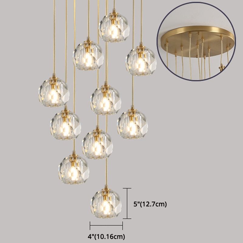 Gold Tapered Hanging Pendant Light Modern Style Crystal Suspended Lighting Fixture
