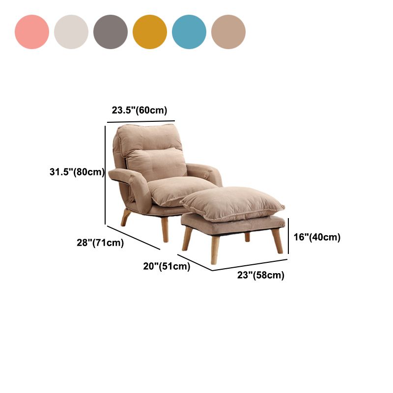 Velvet Convertible Chair with Sewn Pillow Back Arm Chair for Apartment