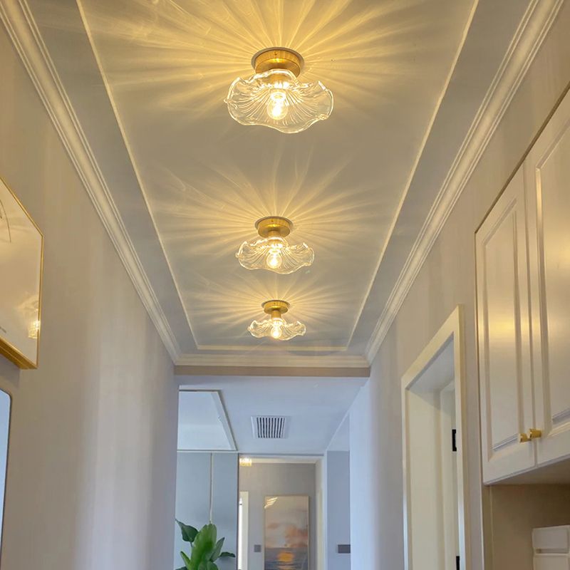 Nordic Style Ceiling Light Transparent Glass Shade Ceiling Lamp for Living Room