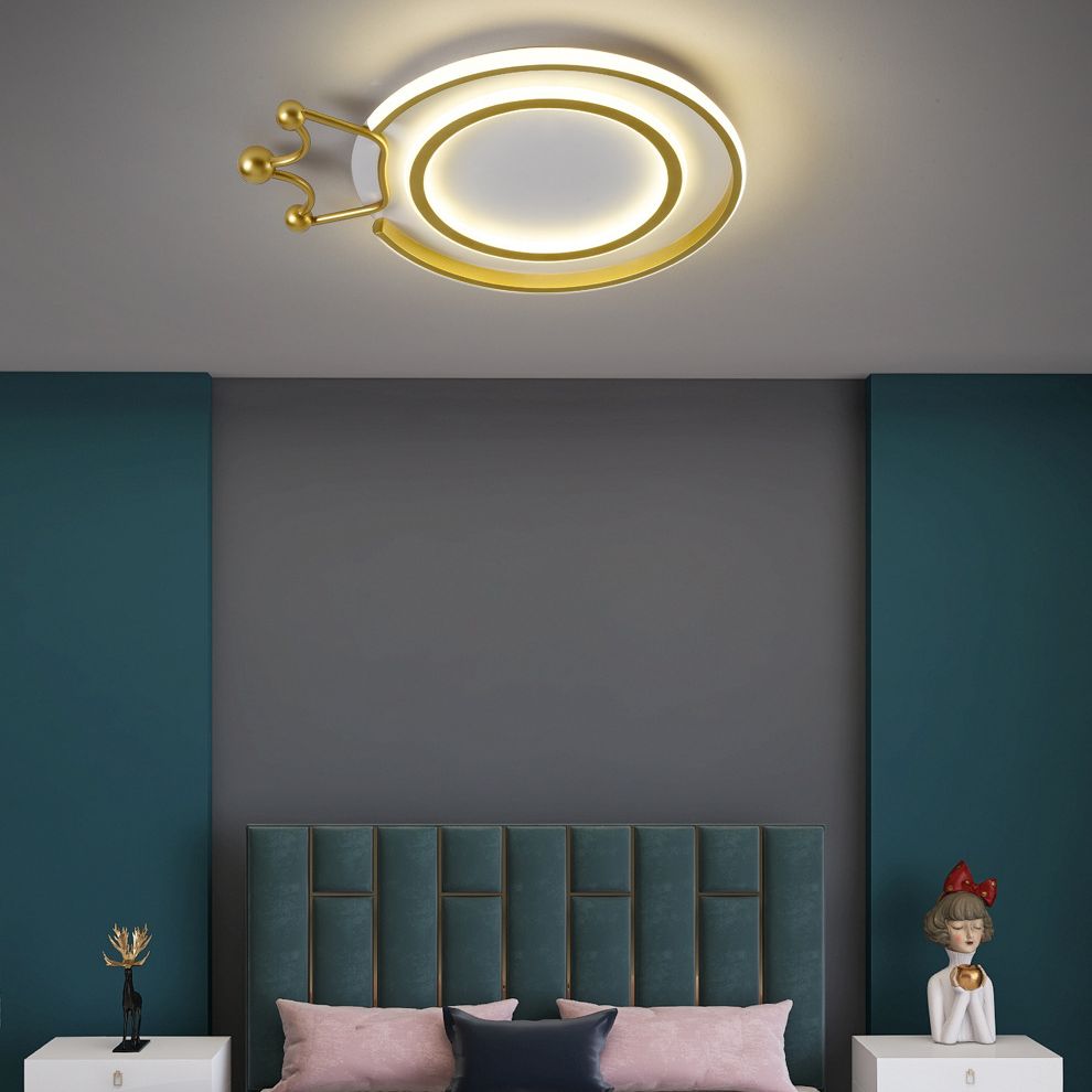 Crown Flush Mount Light 1 Light Aluminum Contemporary Flush Mount Spotlight for Children Bedroom