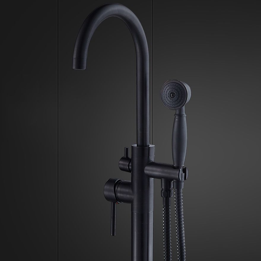 Floor Mounted Metal Freestanding Tub Filler High Arc Freestanding Tub Filler Trim
