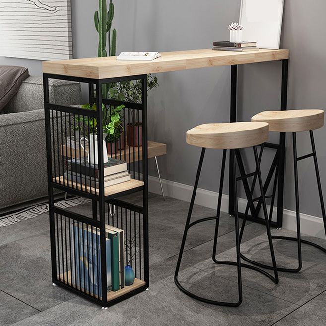 Industrial Rectangle Bistro Bar Desk Solid Wood Bistro Table for Indoor