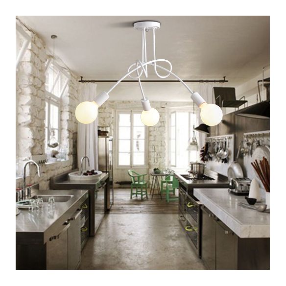 Montaje empotrado de techo de 3/5 cabezales con brazo giratorio, iluminación de montaje semiempotrado de cocina elegante Retro de Metal en blanco y negro