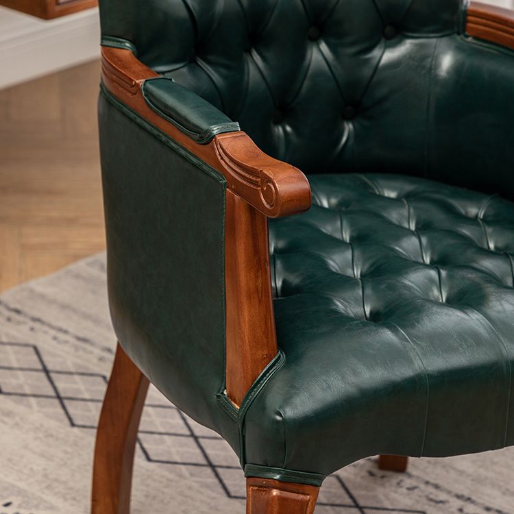 Victorian Dining Arm Chair Solid Back Side Chair with 4 Wood Legs for Home Use