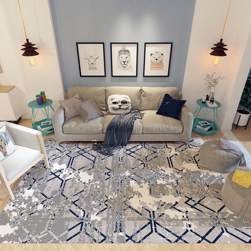 Beige Modern Rug Polyester Graphic Indoor Rug Stain Resistant Rug for Living Room