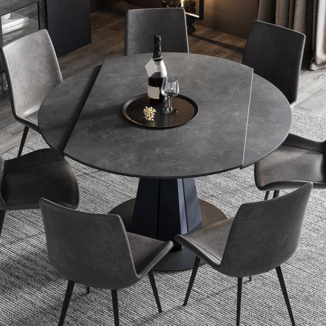 Stone Pedestal Table Contemporary Round Drop Leaf Dining Site Table