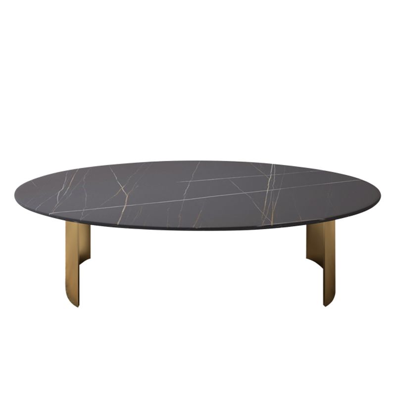 15.75" H 1 Single Coffee Table Glam Elliptical Stone Cocktail Table