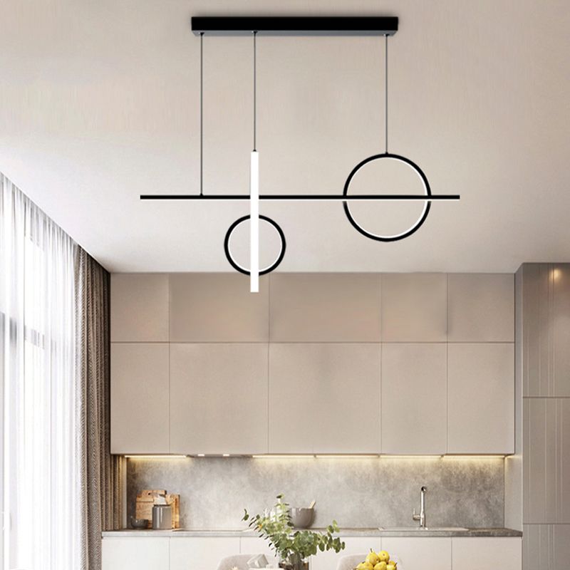 Modernism 4-Light Golden/Black Ceiling Light Metal Island Lighting for Dining Room