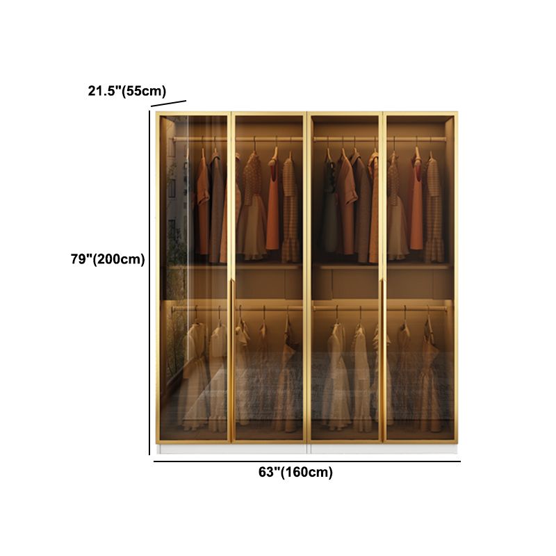 Modern Style Glass Wardrobe Bedroom Wardrobe Closet with Drawer