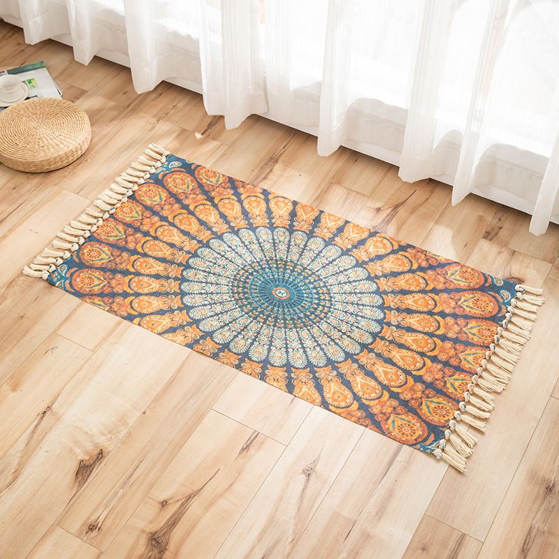 Vivid Plant Knit Rug Multi Colored Modern Rug Synthetics Pet Friendly Carpet for Guest Room