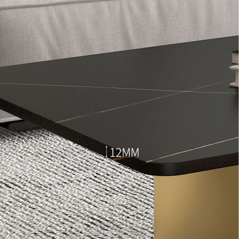 15.7"Tall Iron Sled Base Rectangular Slate Table Top Coffee Table