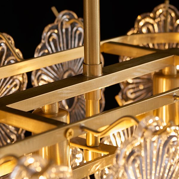 Ideas de iluminación de isla rectangular de estilo contemporáneo luces de isla de vidrio