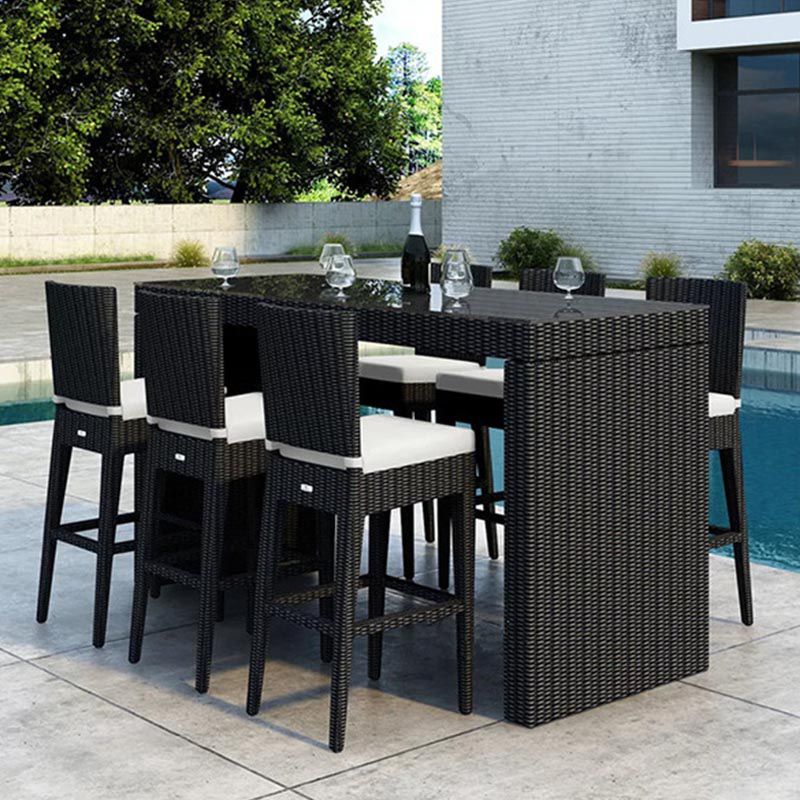 Modern Black Bistro Table Set 1/2/5/7 Pcs Wicker Bistro Set for Outdoor