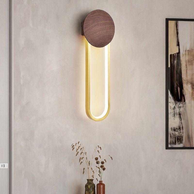 Modern LED Metal Wall Sconce Circular Shape Wall Light with Acrylic Shade for Bedroom