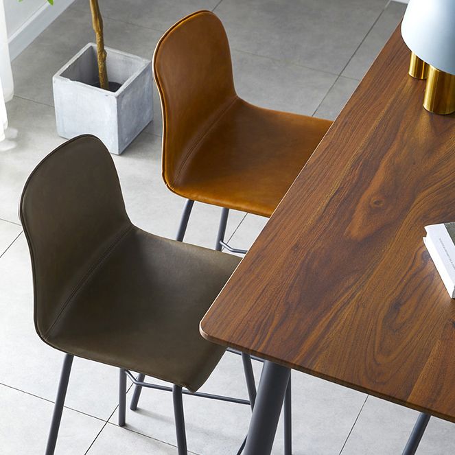 Modern Backrest Armless Counter Stool Metal Cafe Bar Stool with Leather Cushion