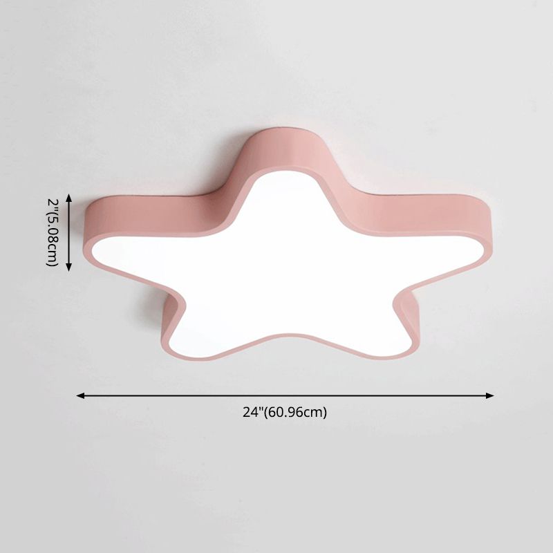 Modern Creative Macaron LED Ceiling Light Wrought Iron Star Flush Mount with Acrylic Shade