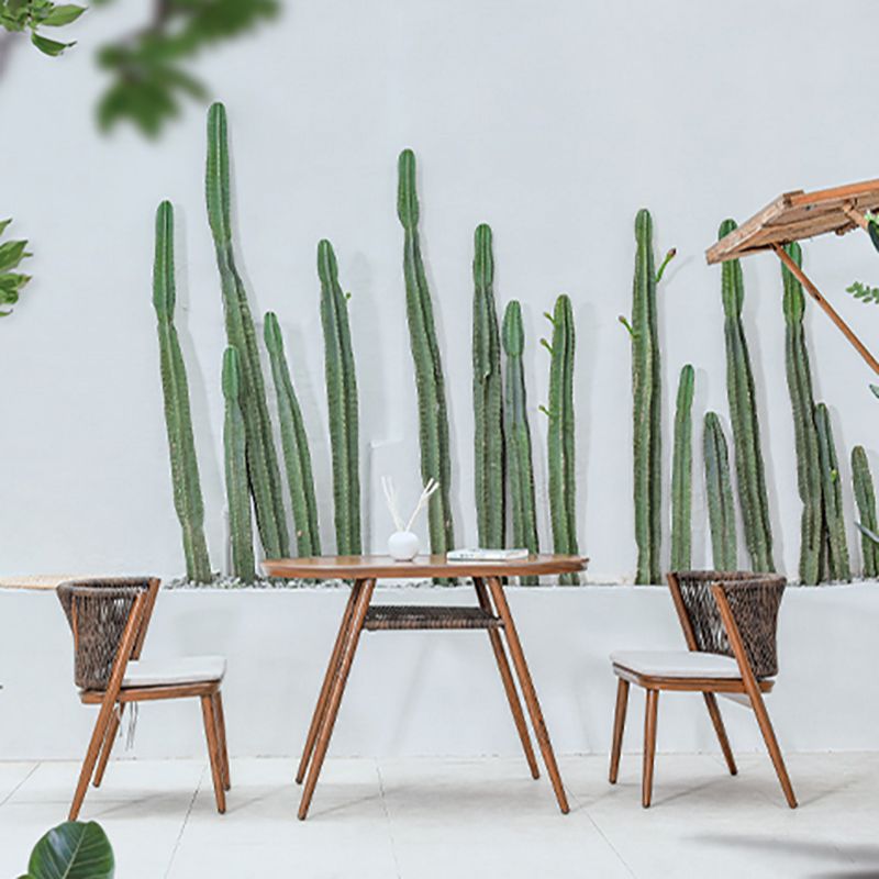 18" Wide Tropical Dining Armchair Upholstered Open Back Outdoor Chair