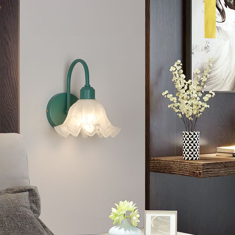 Glass Shade Wall Mounted Sconce Modern 1-Light Wall Lights for Bedroom