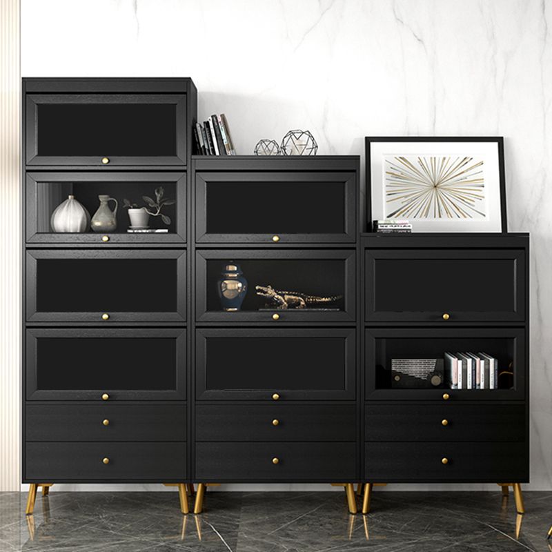 Contemporary 2- Drawer Black Wooden Cabinet, Rectangle Accent Cabinet