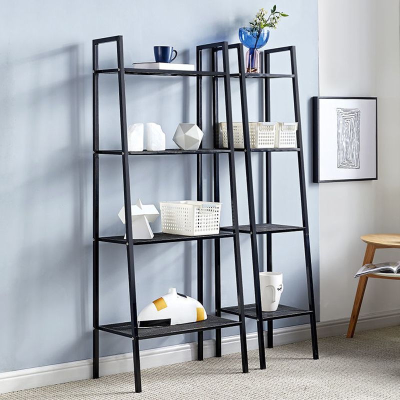 Modern Style Bookshelf Ladder Open Back Metal Bookcase for Home