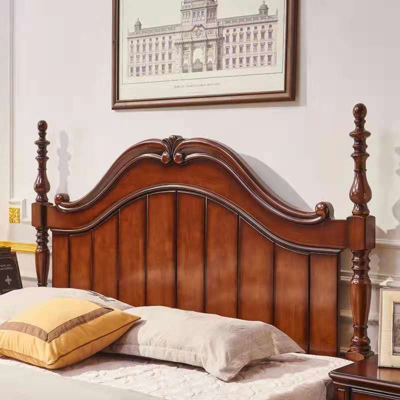 French Country Espresso Four Poster Bed Walnut Poster Bed with Headboard