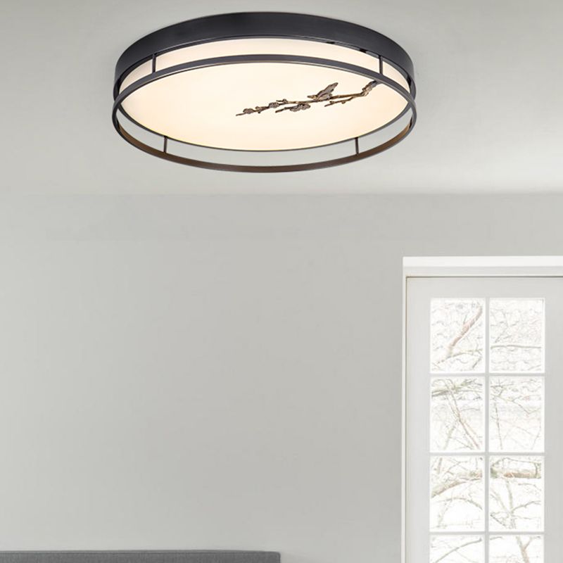 Lampada da incasso a forma rotonda Plafoniera moderna da incasso in metallo a 1 luce in nero