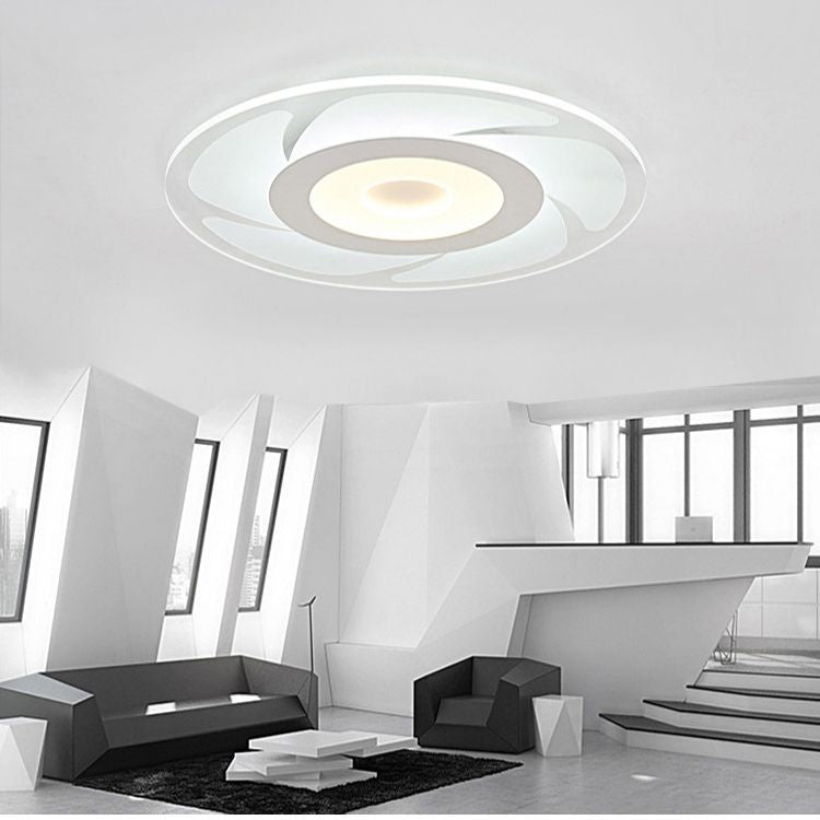 Lámpara empotrada de molino de viento acrílico súper fino, luz LED blanca de montaje en techo de estilo moderno en blanco/cálido/luz blanca exterior cálida interior