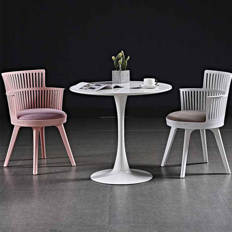 Glam Plastic Frame Dining Armchair Upholstered Fabric Arm Chair