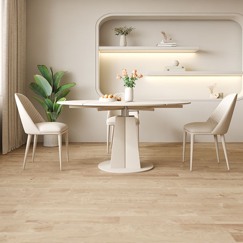 Contemporary 1/2/4/5/7 Pieces Furniture Round Stone Dining Set in White