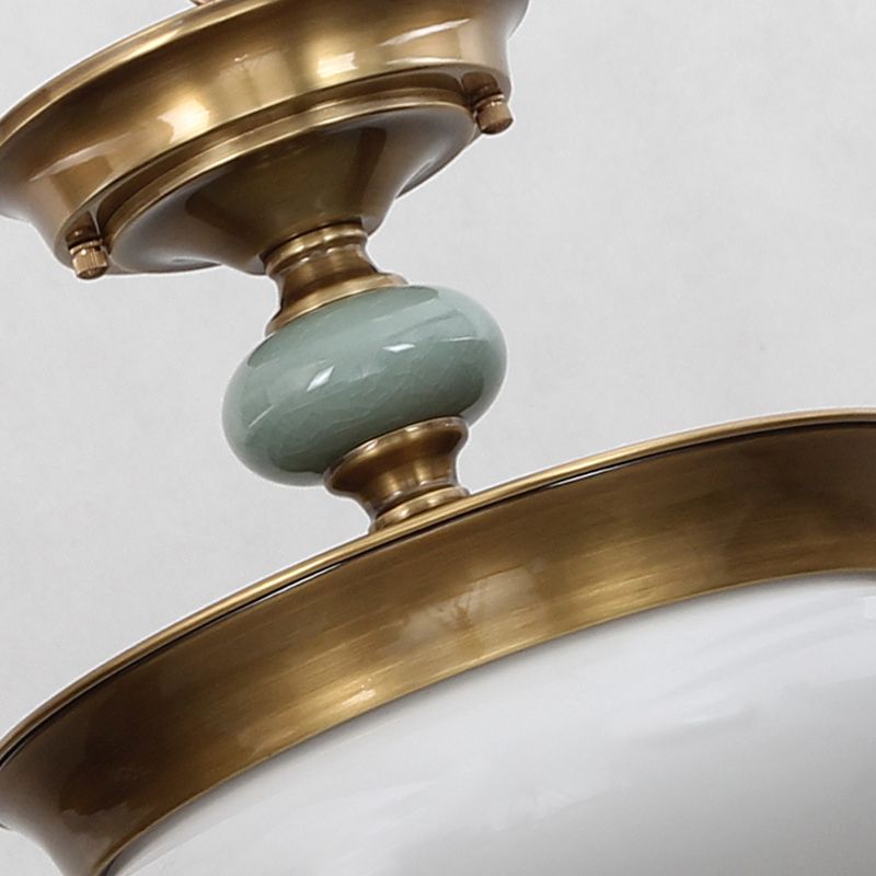 Traditionele semi-inbouwlamp, eenvoudige plafondlamp met glazen kap voor woonkamer