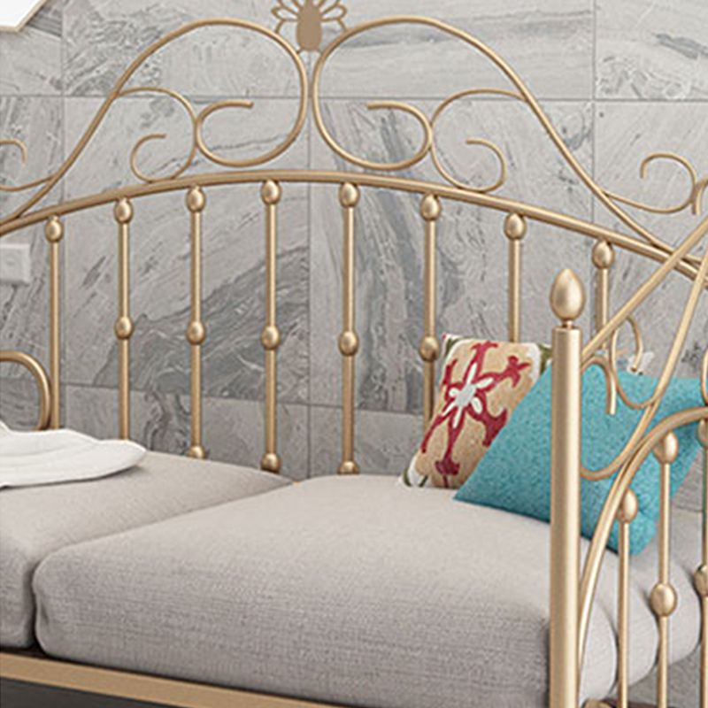 Luxurious Open-Frame Bed 45.28-inch High Metal Child's Bed with Headboard