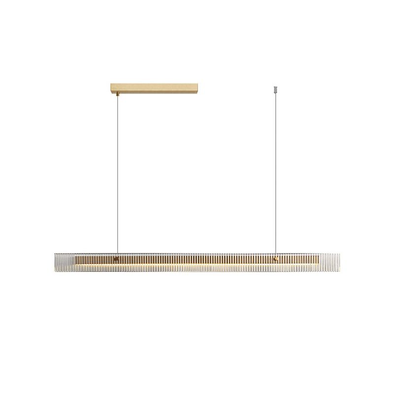 Straight Island Light Modern Metal LED Island Pendant with Glass for Living Room