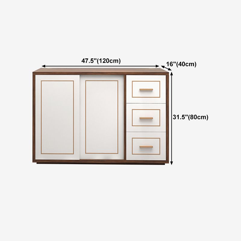 3-Drawer Engineered Wood Sideboard Modern White Cabinets Credenza for Living Room