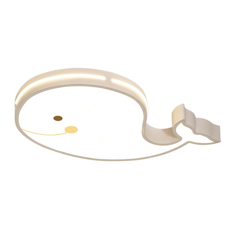 Plafonnier LED en métal en forme d'animaux de dessin animé, plafonnier blanc pour chambre d'enfant avec abat-jour en acrylique