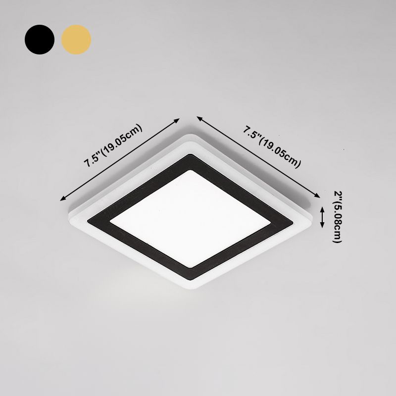 Plafonnier LED de forme carrée en fer moderne, 1 lumière, montage encastré pour allée et balcon
