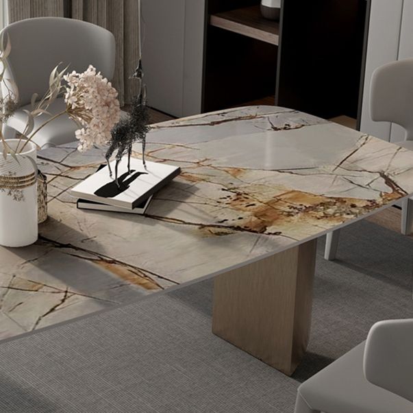 Luxurious 1/2/3/5/6 Pieces Rectangle Dining Set Sintered Stone Top Dinette Table Set