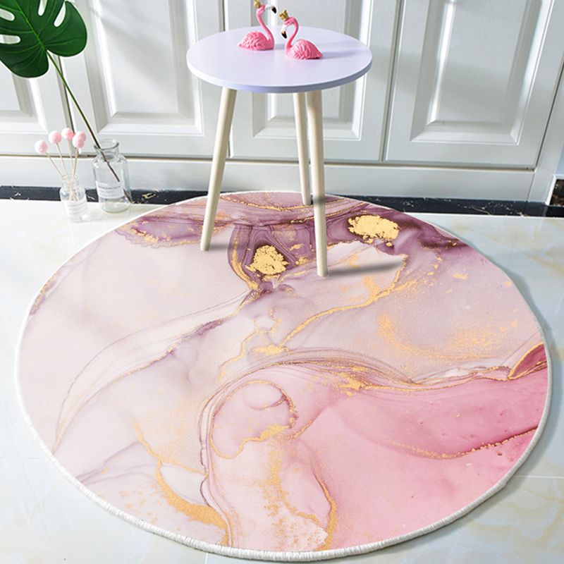 Modern Marble Print Watercolor Rug Multi Colored Polyester Rug Non-Slip Backing Washable Stain Resistant Carpet for Home