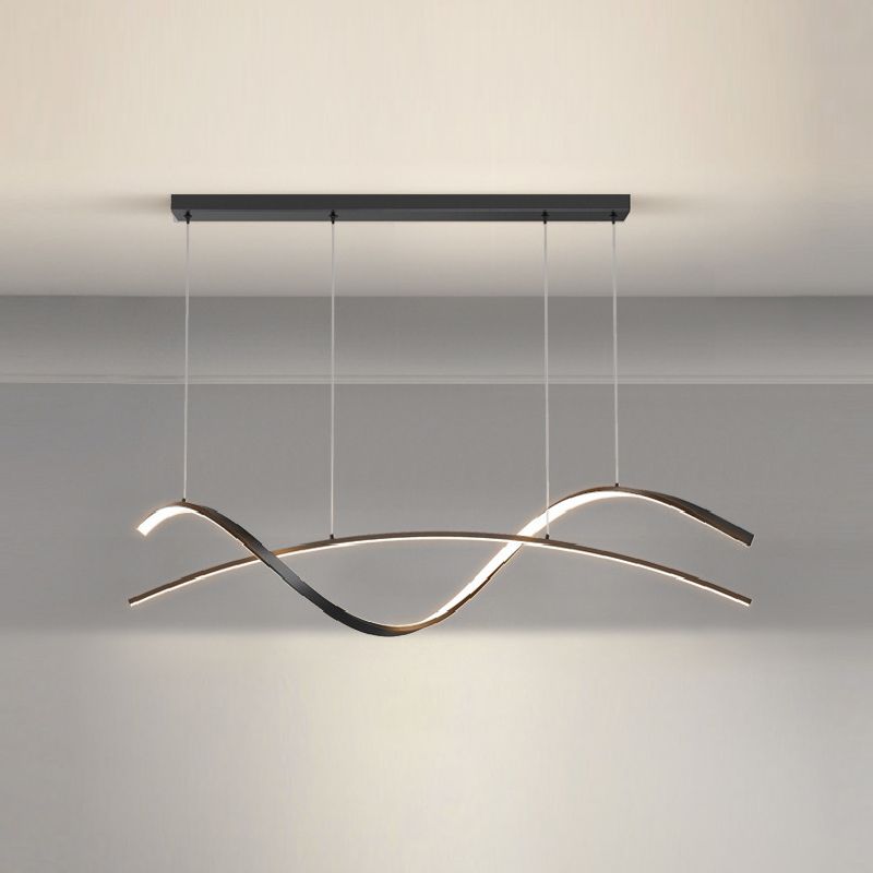 Strip Shape Island Light Modern LED Island Hanging Lamp with Acrylic Shade for Dining Room