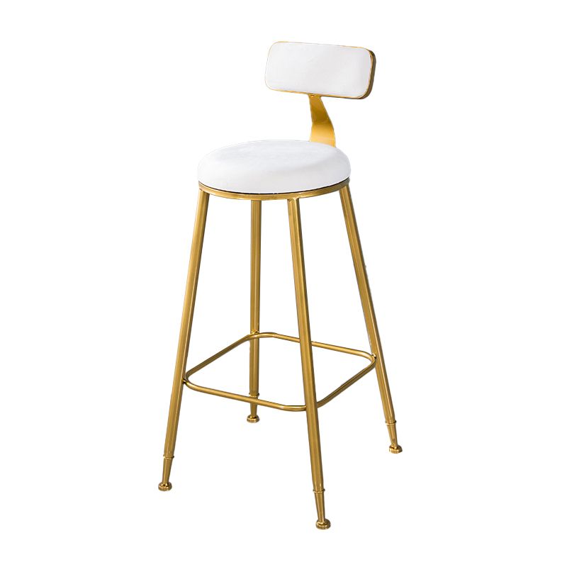 Taburete de bar de estilo escandinavo con patas de metal, asiento redondo, silla para mostrador para cocina